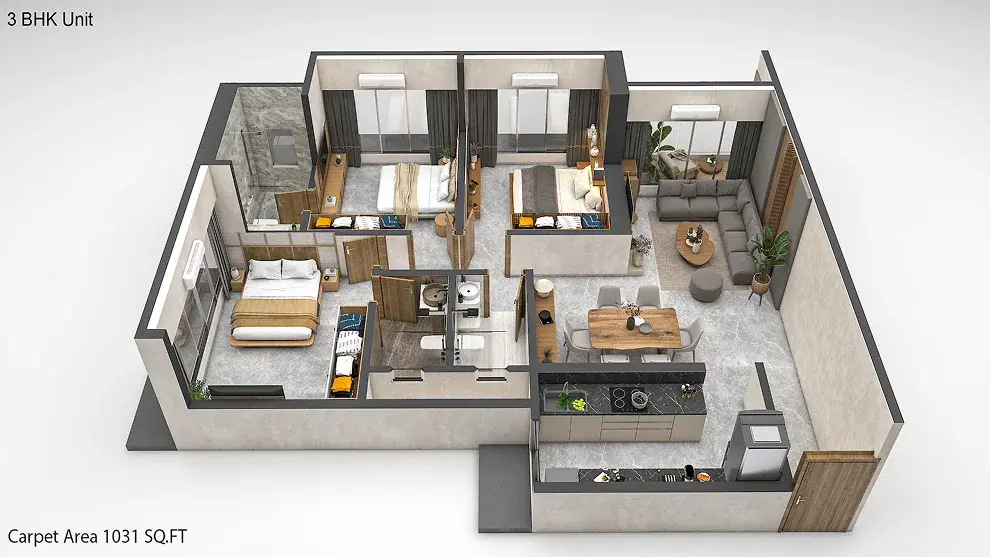 3 BHK 1031 Sq.Ft.